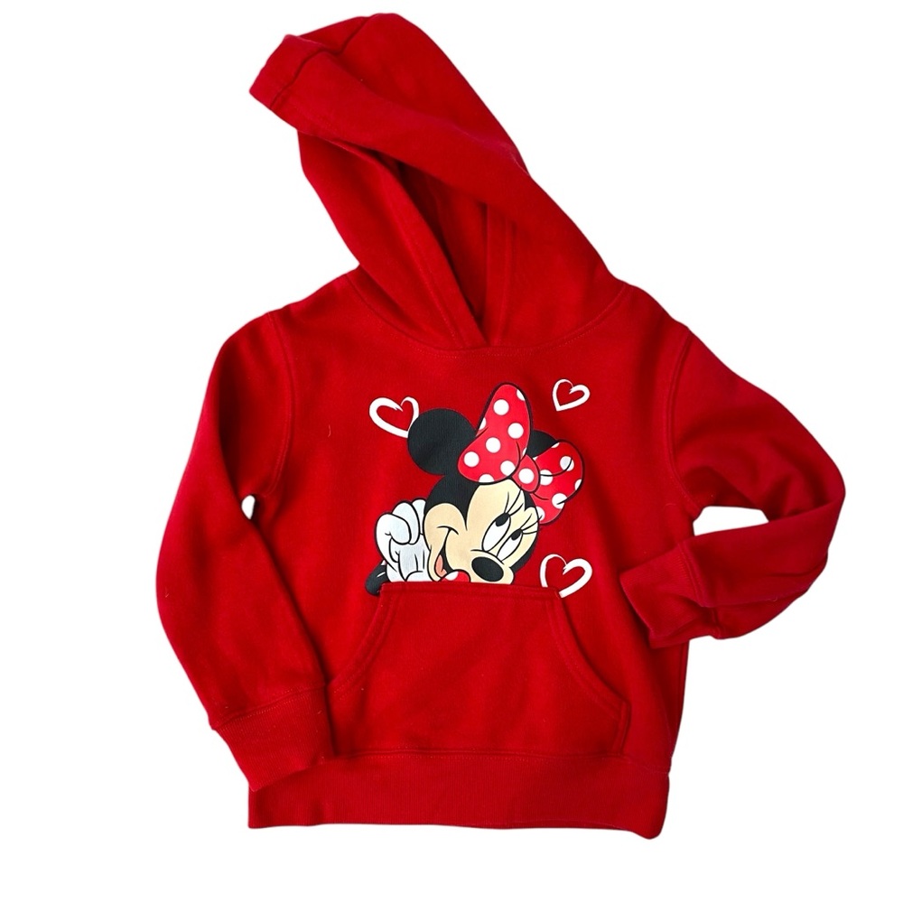DISNEY MINNIE Hoodie Sweatshirt Red Sweater Top Long Sleeve Cotton Black 4 4T